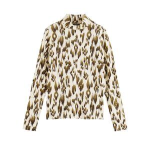 Scotch & Soda Slim Fit Ikat Print Shirt Top Womens Medium Cream Long Sleeve